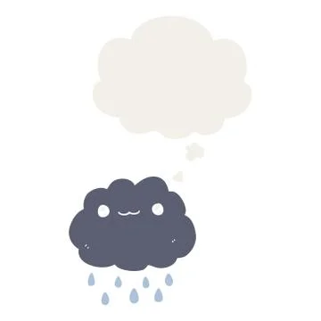 Cartoon cloud and thought bubble in retro style Stock Illustration