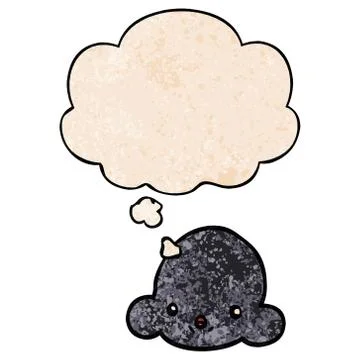 Cartoon cloud and thought bubble in grunge texture pattern style 스톡 일러스트
