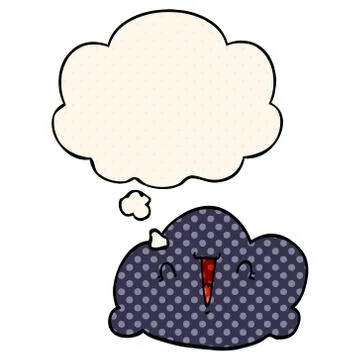 Cartoon cloud and thought bubble in comic book style Illustrazione stock