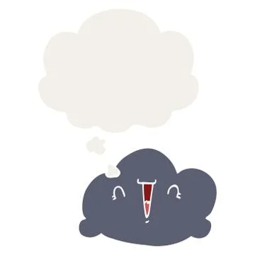Cartoon cloud and thought bubble in retro style イラスト素材