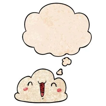 Cartoon cloud and thought bubble in grunge texture pattern style 스톡 일러스트