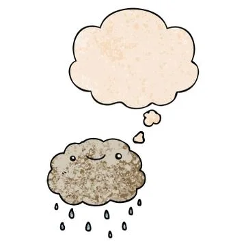 Cartoon cloud and thought bubble in grunge texture pattern style Stock Illustration