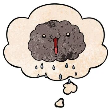 Cartoon cloud and thought bubble in grunge texture pattern style 스톡 일러스트