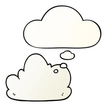 Cartoon cloud and thought bubble in smooth gradient style Illustrazione stock