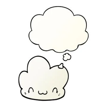 Cartoon cloud and thought bubble in smooth gradient style Stock Illustration