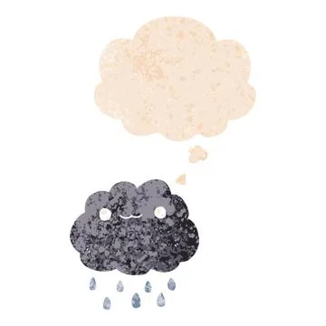 Cartoon cloud and thought bubble in retro textured style Illustrazione stock