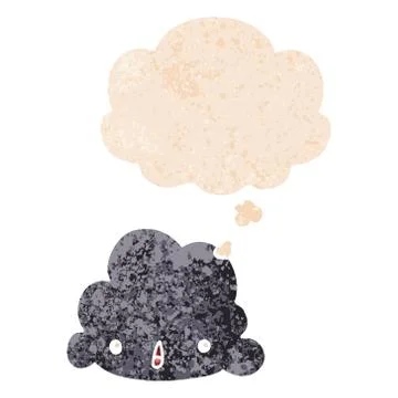 Cartoon cloud and thought bubble in retro textured style Illustrazione stock