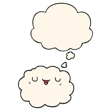 Cartoon cloud and thought bubble in comic book style Illustrazione stock