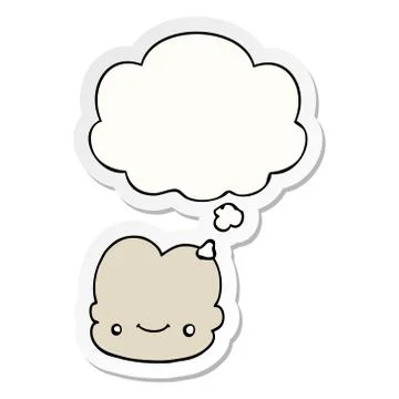 Cartoon cloud and thought bubble as a printed sticker イラスト素材