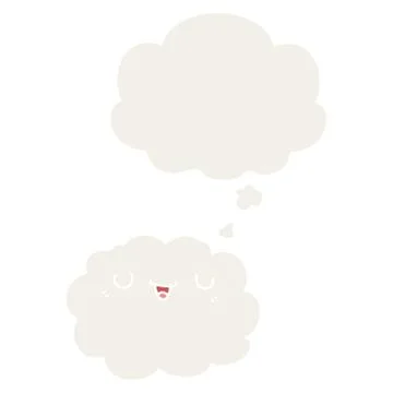 Cartoon cloud and thought bubble in retro style Stock Illustration