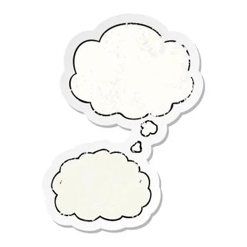 Cartoon cloud and thought bubble as a distressed worn sticker Illustrazione stock