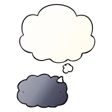 Cartoon cloud and thought bubble in smooth gradient style Stock Illustration