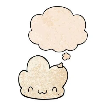 Cartoon cloud and thought bubble in grunge texture pattern style Illustrazione stock