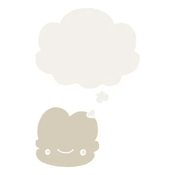 Cartoon cloud and thought bubble in retro style Illustrazione stock