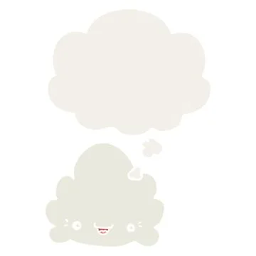 Cartoon cloud and thought bubble in retro style Stock Illustration