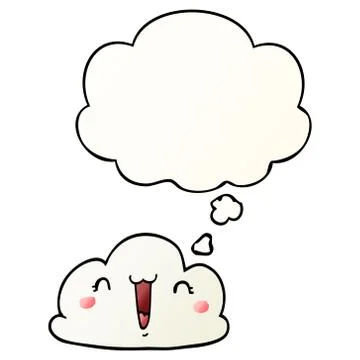 Cartoon cloud and thought bubble in smooth gradient style Illustrazione stock