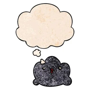 Cartoon cloud and thought bubble in grunge texture pattern style Stock Illustration