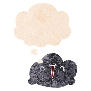 Cartoon cloud and thought bubble in retro textured style Illustrazione stock