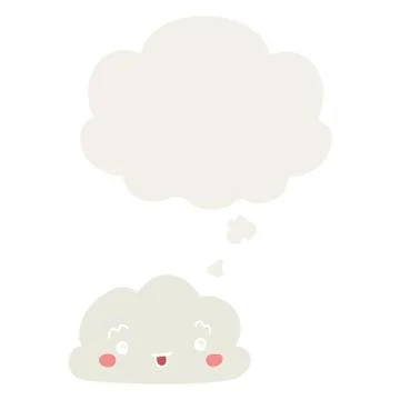 Cartoon cloud and thought bubble in retro style Stock Illustration