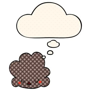 Cartoon cloud and thought bubble in comic book style Illustrazione stock