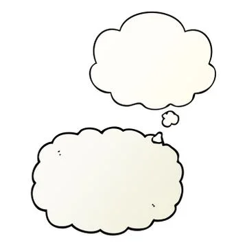 Cartoon cloud and thought bubble in smooth gradient style Stock Illustration