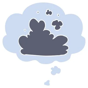 Cartoon cloud and thought bubble in retro style Stock Illustration
