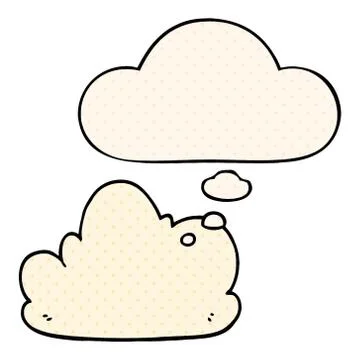 Cartoon cloud and thought bubble in comic book style Stock Illustration