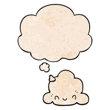 Cartoon cloud and thought bubble in grunge texture pattern style Illustrazione stock