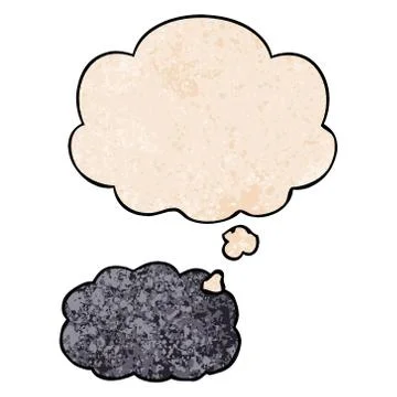 Cartoon cloud and thought bubble in grunge texture pattern style Illustrazione stock