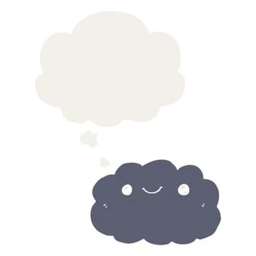 Cartoon cloud and thought bubble in retro style Illustrazione stock