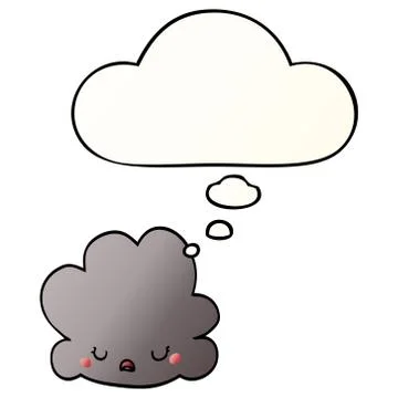 Cartoon cloud and thought bubble in smooth gradient style Stock Illustration