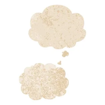 Cartoon cloud and thought bubble in retro textured style 스톡 일러스트