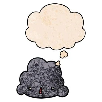 Cartoon cloud and thought bubble in grunge texture pattern style Stock Illustration