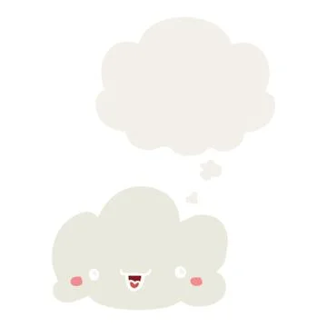 Cartoon cloud and thought bubble in retro style 스톡 일러스트