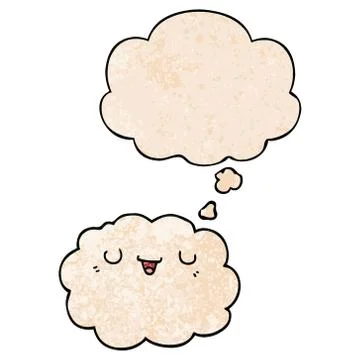 Cartoon cloud and thought bubble in grunge texture pattern style 스톡 일러스트