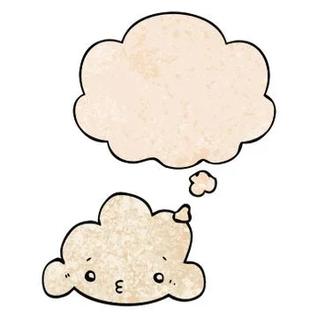 Cartoon cloud and thought bubble in grunge texture pattern style Illustrazione stock