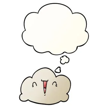 Cartoon cloud and thought bubble in smooth gradient style Illustrazione stock