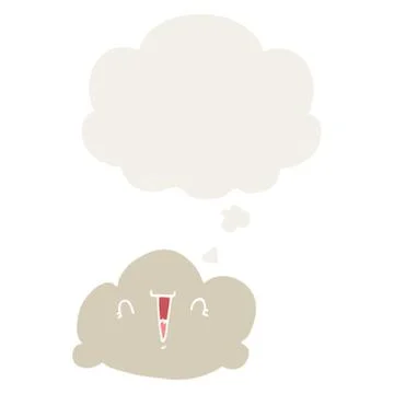 Cartoon cloud and thought bubble in retro style Stock Illustration