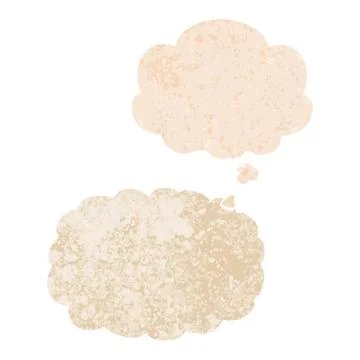 Cartoon cloud and thought bubble in retro textured style 스톡 일러스트
