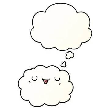 Cartoon cloud and thought bubble in smooth gradient style Illustrazione stock