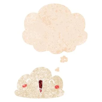 Cartoon cloud and thought bubble in retro textured style Illustrazione stock