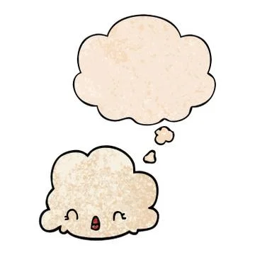 Cartoon cloud and thought bubble in grunge texture pattern style Illustrazione stock