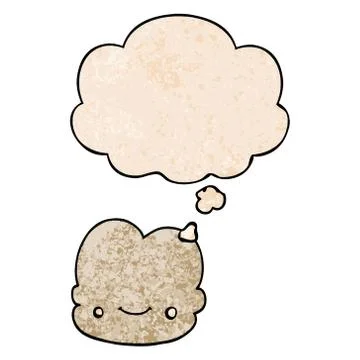 Cartoon cloud and thought bubble in grunge texture pattern style Illustrazione stock