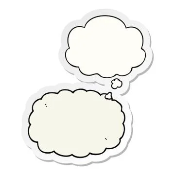Cartoon cloud and thought bubble as a printed sticker Stock Illustration