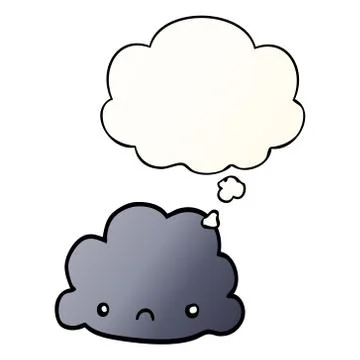 Cartoon cloud and thought bubble in smooth gradient style 스톡 일러스트
