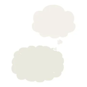 Cartoon cloud and thought bubble in retro style Stock Illustration