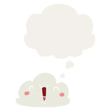 Cartoon cloud and thought bubble in retro style 스톡 일러스트