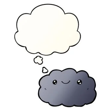 Cartoon cloud and thought bubble in smooth gradient style 스톡 일러스트