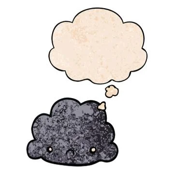 Cartoon cloud and thought bubble in grunge texture pattern style Stock Illustration