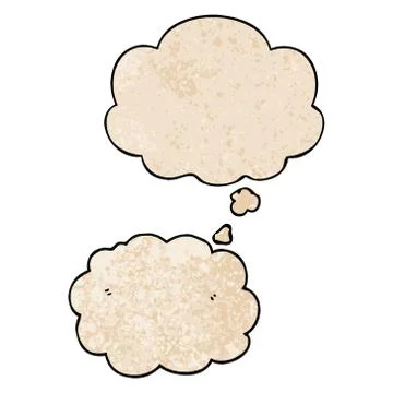 Cartoon cloud and thought bubble in grunge texture pattern style Stock Illustration